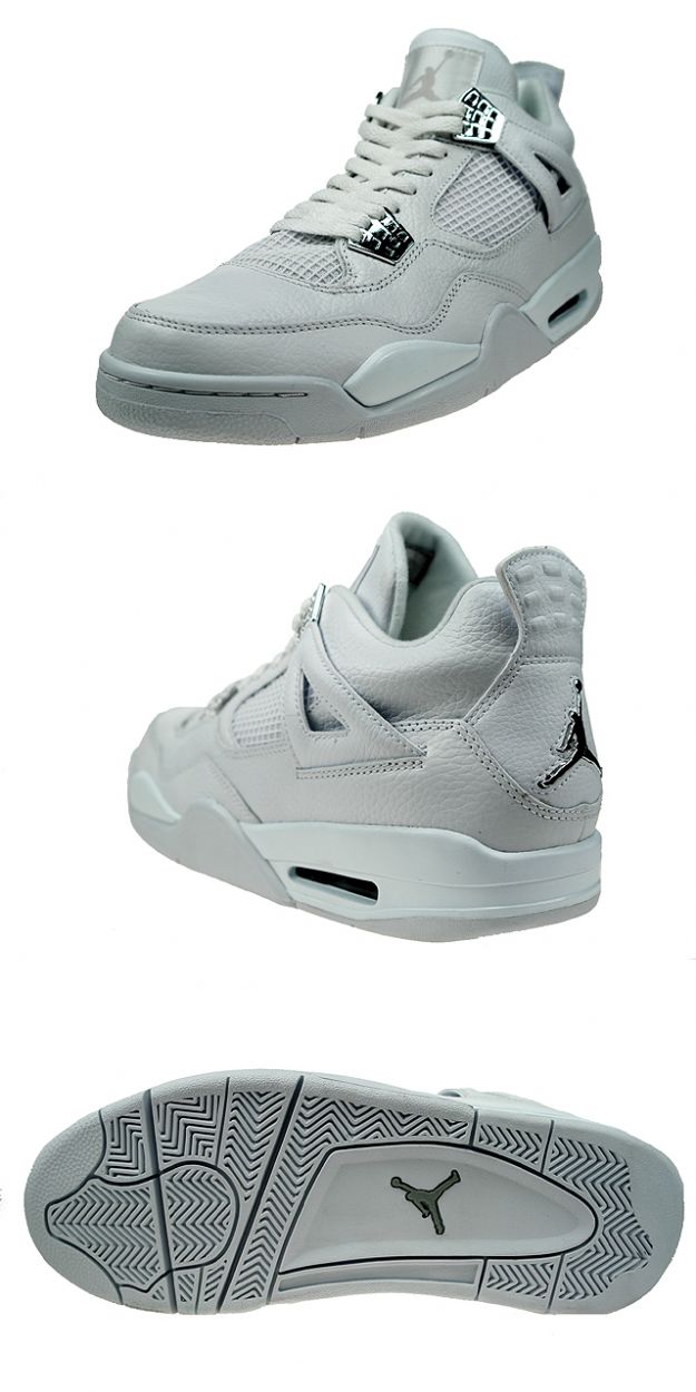 cheap authentic jordan 4 pure money white metallic silver shoes