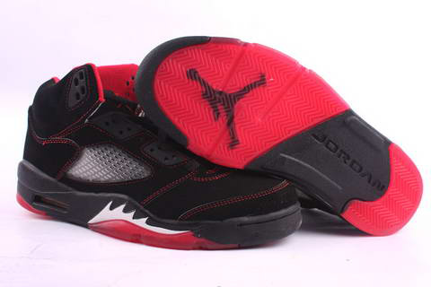 cheap and comfortable jordan 5 black red fire white shoes