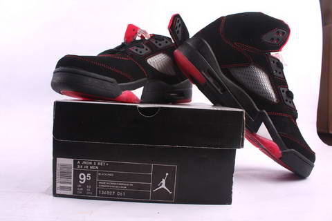 cheap and comfortable jordan 5 black red fire white shoes