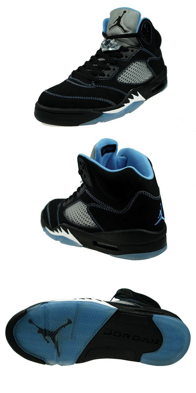 cheap and comfortable jordan 5 black university blue white shoes