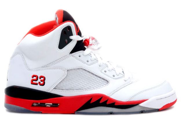 cheap and comfortable jordan 5 fire red white fire red black shoes