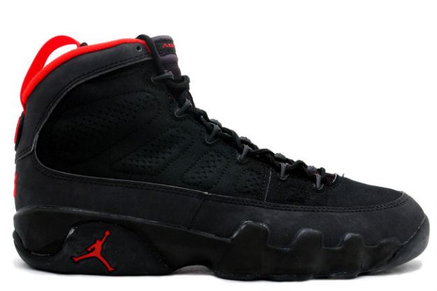 original air jordan 9 black dark charcoal true red shoes