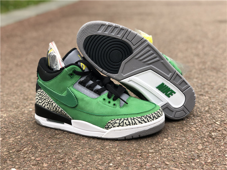 oregon ducks jordan 3 retro tinker pe green suede shoes - Click Image to Close