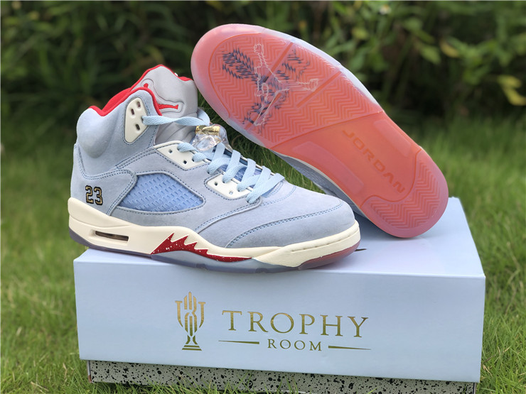 trophy room x jordan 5 ice blue shoes - Click Image to Close