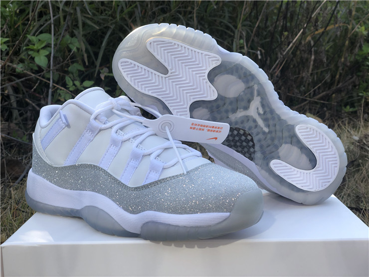 wmns jordan 11 retro low white metallic silver shoes - Click Image to Close